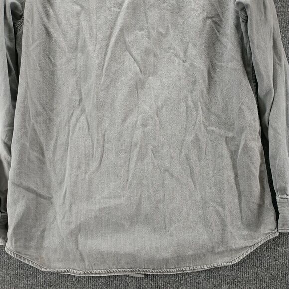 Uniqlo Womens Button-Down Shirt Gray Medium Long Sleeve Chest Pocket Cotton - Picture 7 of 12